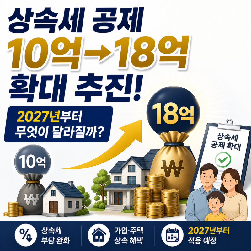 상속세 공제 10억→18억 확대 추진! 2027년부터 무엇이 달라질까?