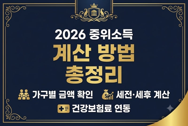 2026 중위소득 계산 방법｜가구별 금액·세전 세후·건강보험료 확인