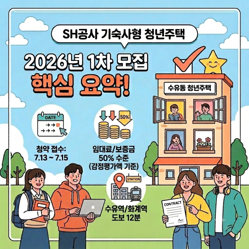 [2026 SH공사] 1차 기숙사형 청년주택 입주자 모집 공고 총정리 (자격, 일정, 임대가격)