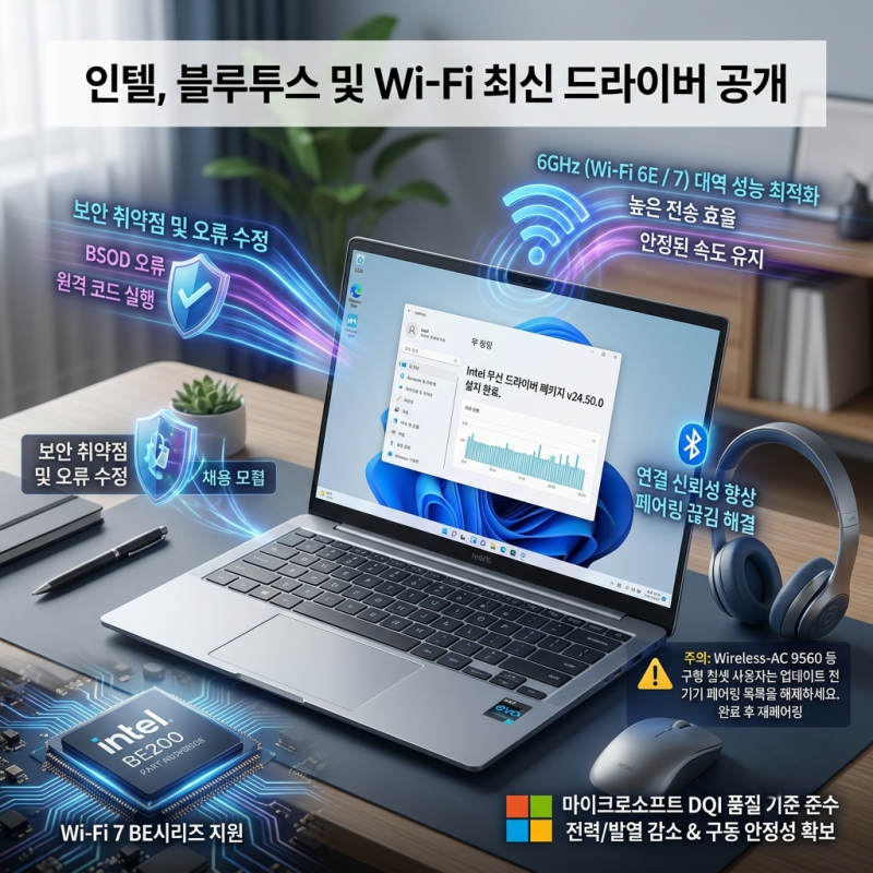 인텔, 블루투스 및 Wi-Fi 최신 드라이버 공개