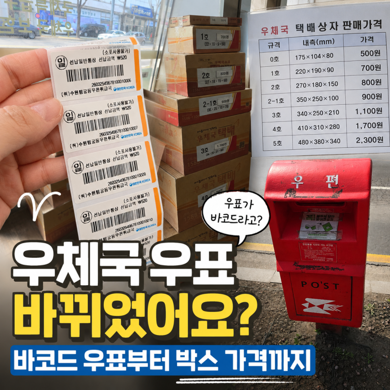 우체국 우표 바뀌었어요? 바코드 우표부터 박스 가격까지