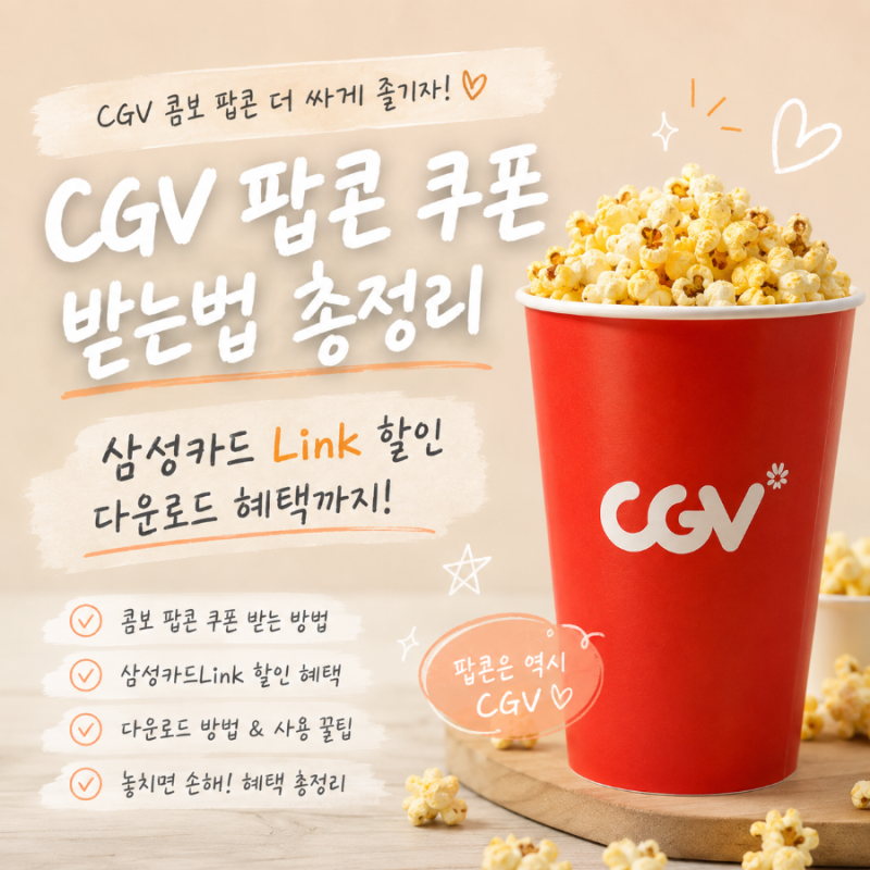 cgv팝콘 쿠폰 받는법 할인 다운로드 혜택 총정리