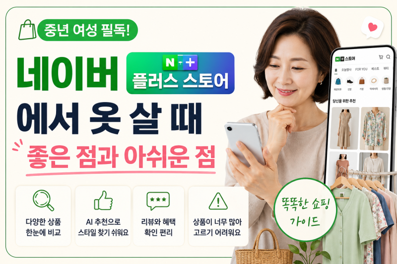 중년 여성 옷, 네이버플러스스토어에서 살 때 좋은 점과 아쉬운 점