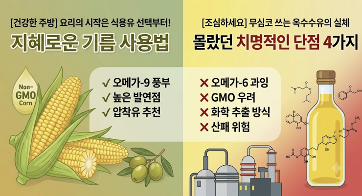 [요리 꿀팁] 주방에서 자주 쓰는 옥수수유, 모르고 쓰면 독? 옥수수유의 치명적인 단점과 건....