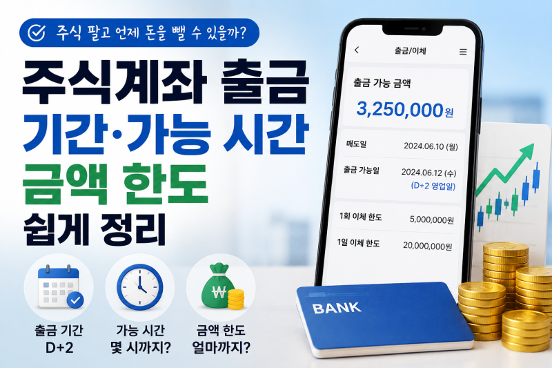 주식계좌 출금 기간, 가능 시간과 금액 한도 쉽게 정리