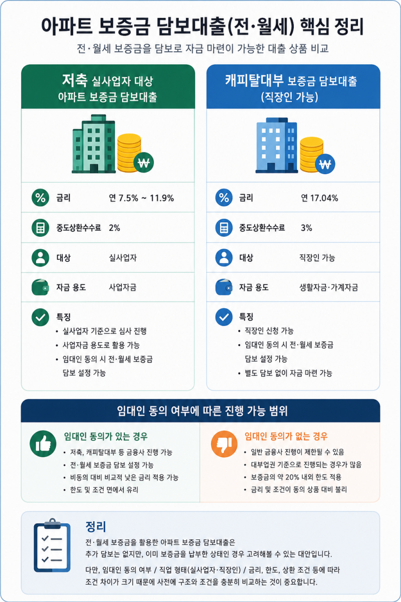 아파트 보증금 담보대출(전·월세) 핵심 정리