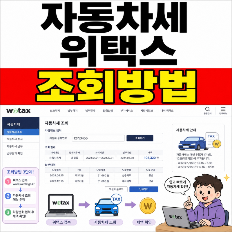 자동차세납부조회 방법, 위택스, 납부기한 총정리