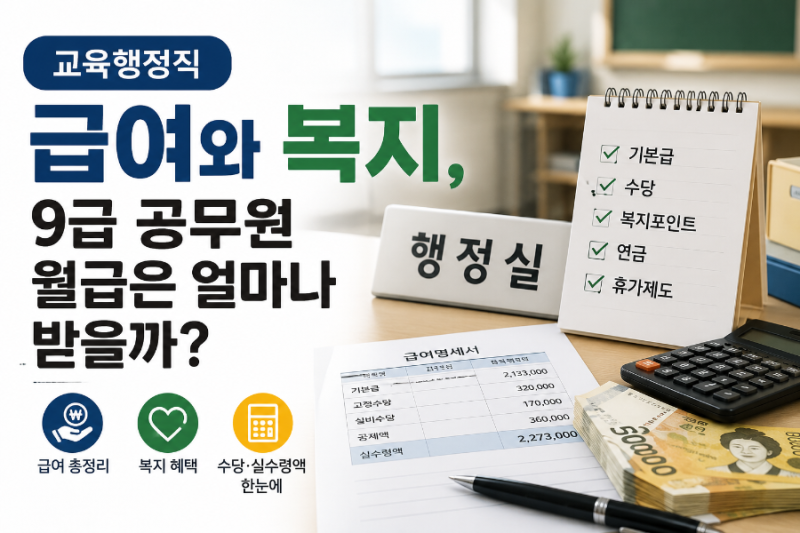 교육행정직 급여와 복지, 9급 공무원 월급 현실은 어떨까