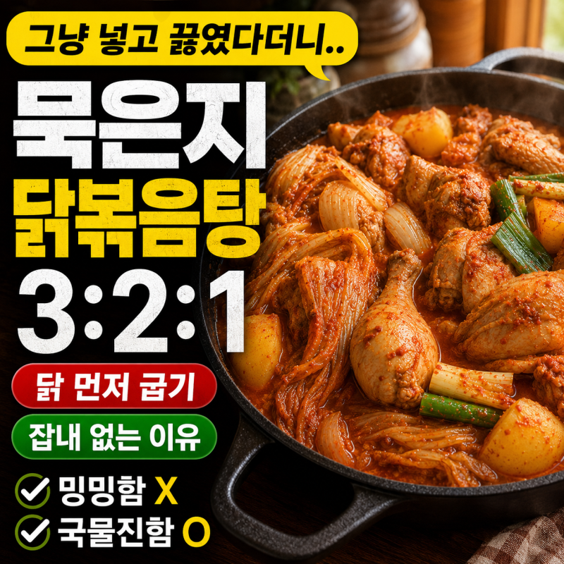 "그냥 넣고 끓였다더니.." 묵은지 닭볶음탕 황금비율 3:2:1, 잡내 없이 국물까지 밥 말아먹는 ....