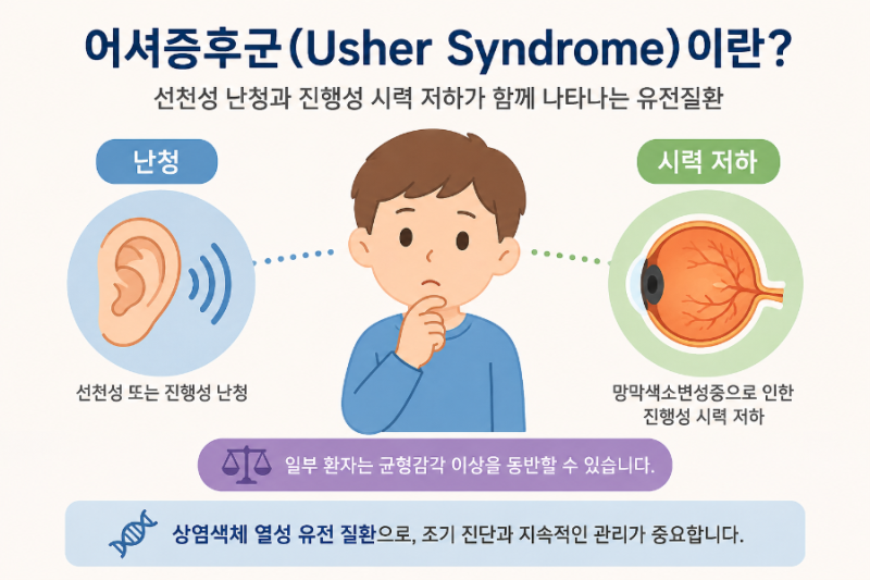 "난청과 시력 저하가 함께 나타나는 희귀 유전질환" '어셔증후군'의 증상, 원인, 진단, 치료 ....