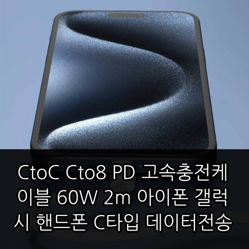 CtoC Cto8 PD 60W 고속충전 케이블 2m 아이폰 갤럭시 C타입 데이터전송 3,300원 구매 전 확인할 점