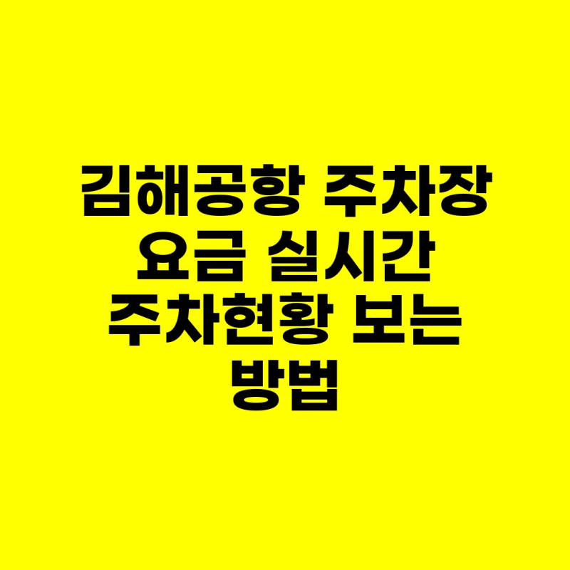 김해공항 주차장 요금 실시간 주차현황 보는 방법