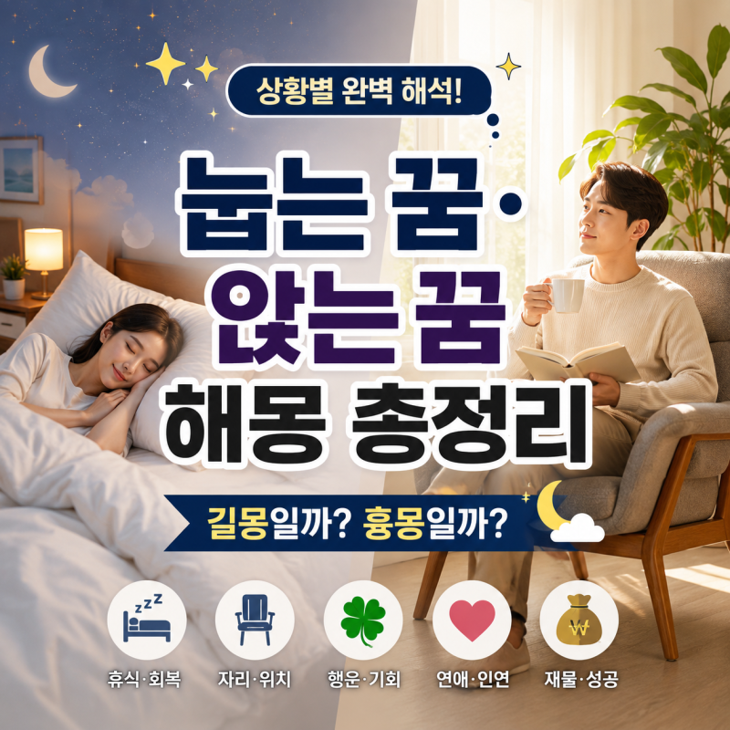 눕는 꿈 해몽, 앉는 꿈 해몽 총정리! 침대에 눕는 꿈부터 의자에 앉는 꿈까지 (2026년 최신)