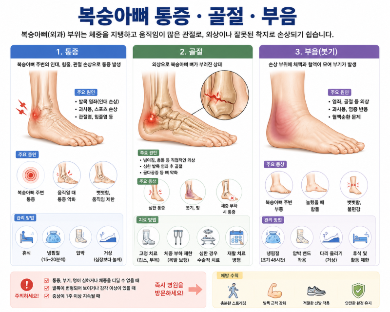복숭아뼈 통증 골절 부음 최신 재활 운동 3단계 공개