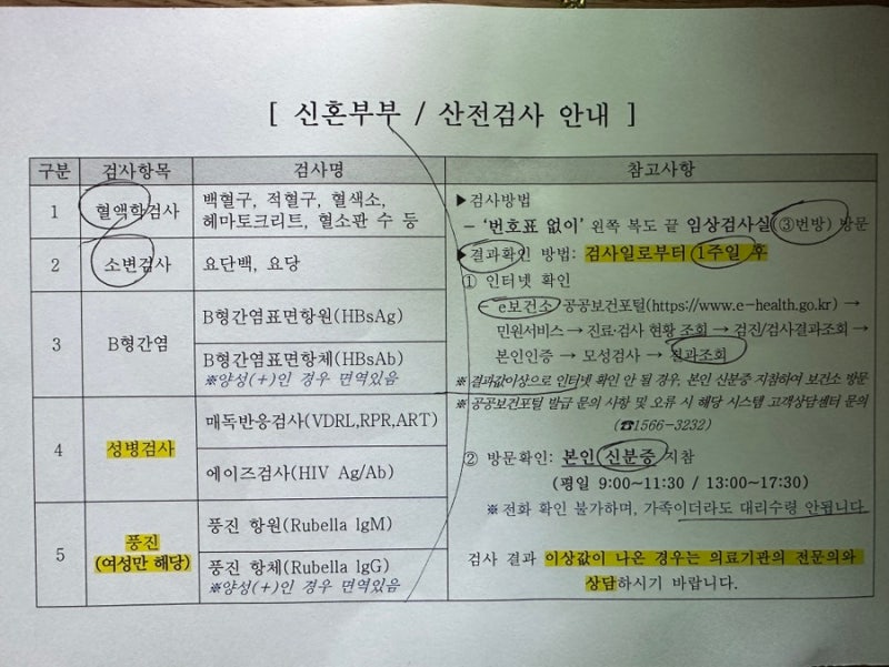 평택보건소 산전검사 후기 (준비물 총정리)
