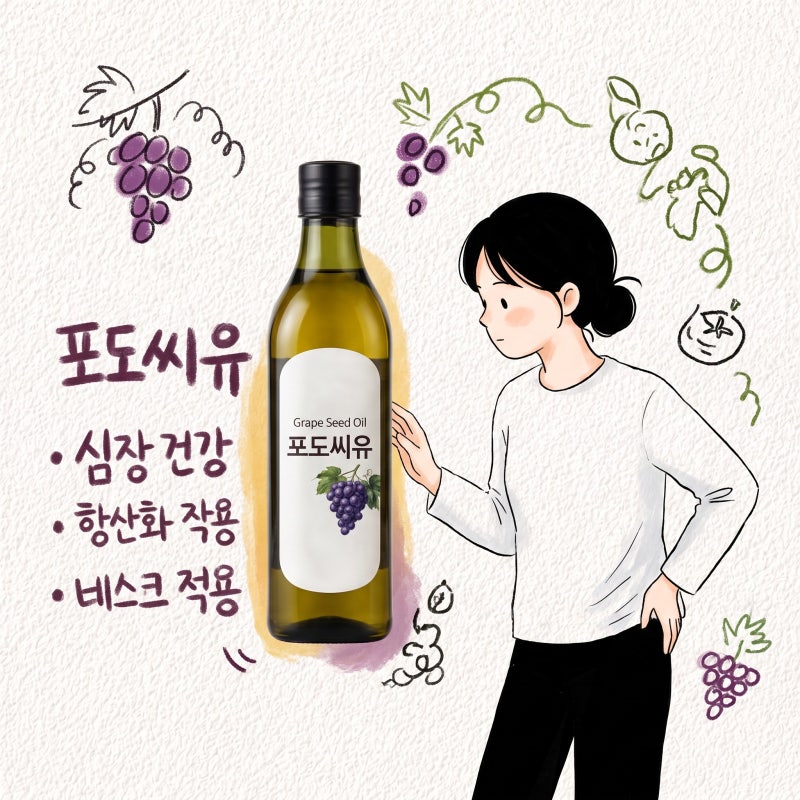 포도씨유 효능 단점 발연점 칼놀라유 차이