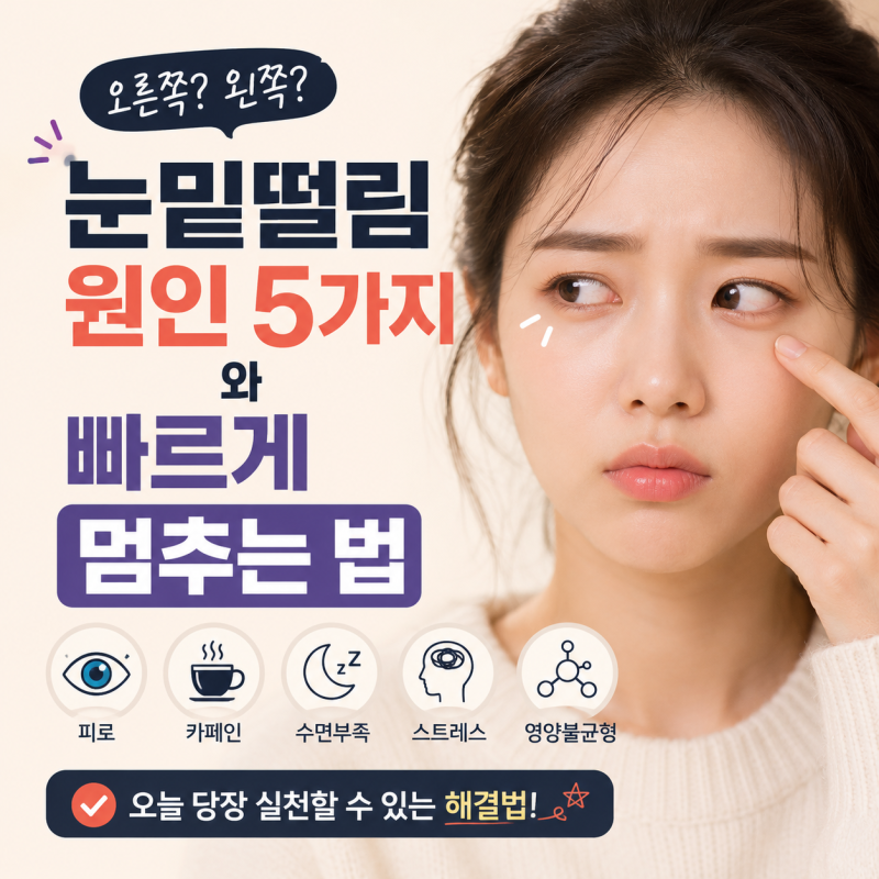오른쪽 왼쪽 눈밑떨림 원인 5가지와 빠르게 멈추는 법