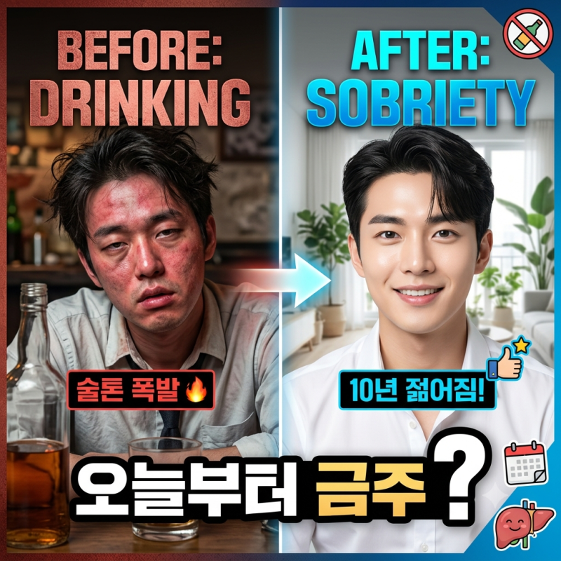 오늘부터 술 끊으면 생기는 변화! '술톤' 피부 탈출하고 10년 젊어지는 금주 효과의 진실