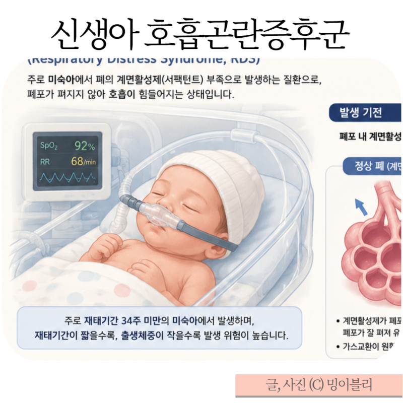 신생아 호흡 소리 쌕쌕 정상 호흡수 호흡곤란증후군일까?