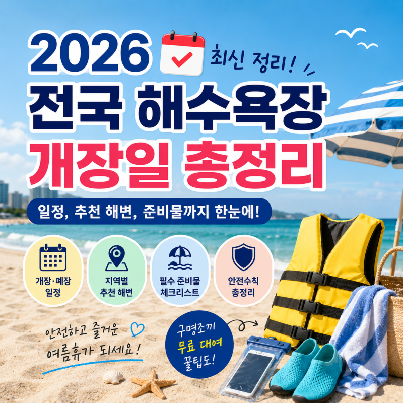 2026 전국 해수욕장 개장일 총정리 (일정, 추천 해변, 준비물)