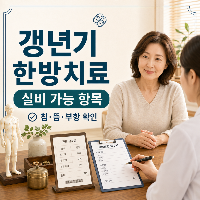 갱년기 한방치료 실비청구 가능한 항목 vs 안 되는 항목