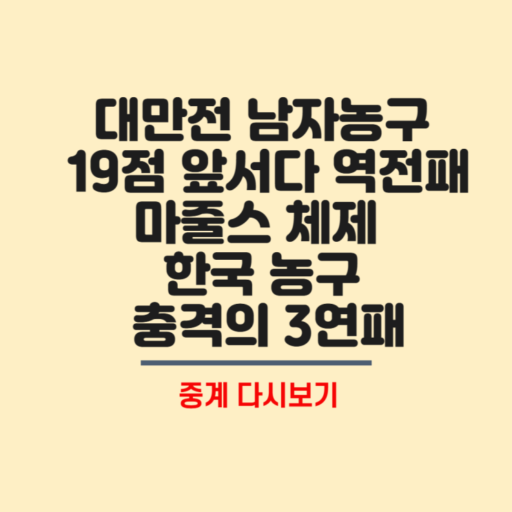 앞서다 <b>역전패</b>…마줄스 체제 <b>한국 농구</b> 충격의 3연패... 