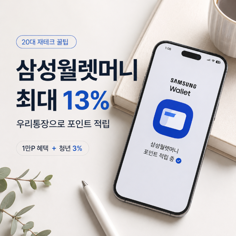 [20대 재테크] 삼성월렛머니 우리통장 최대 13% 포인트 적립 (+신규가입 1만P)