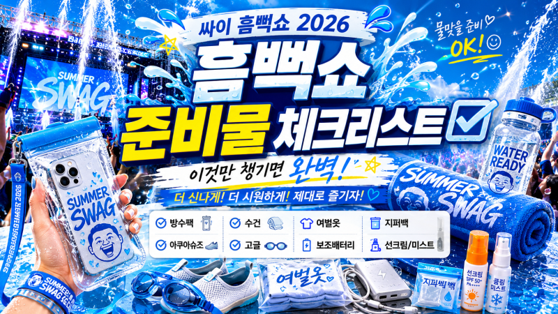 싸이 흠뻑쇼 2026 준비물｜처음 가는 사람을 위한 방수팩·옷차림·필수템 체크리스트