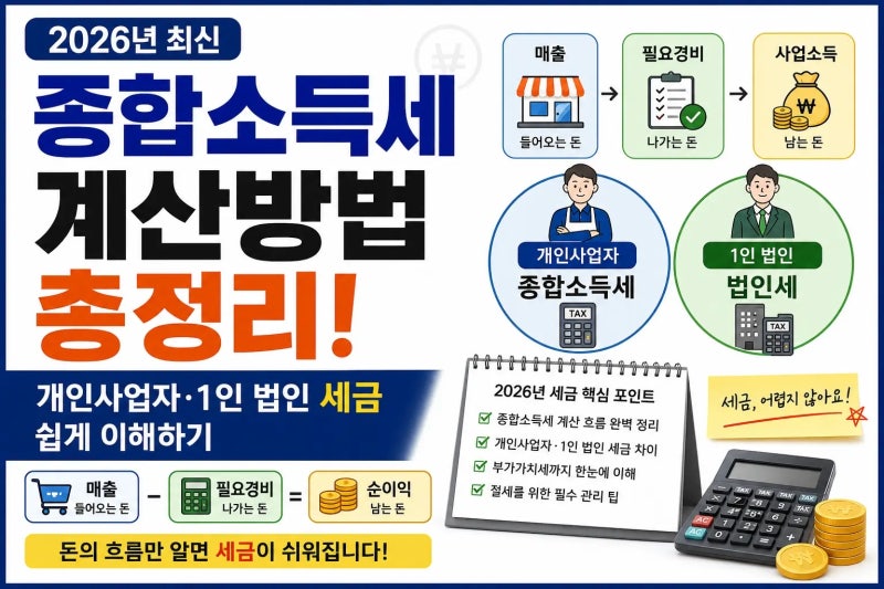 종합소득세 계산 방법 총정리! 개인사업자·1인 법인 세금 쉽게 이해하기