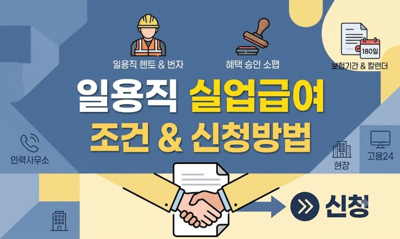 일용직 실업급여 조건 및 신청방법 총정리 (인력사무소 비자발적 퇴사 증빙)
