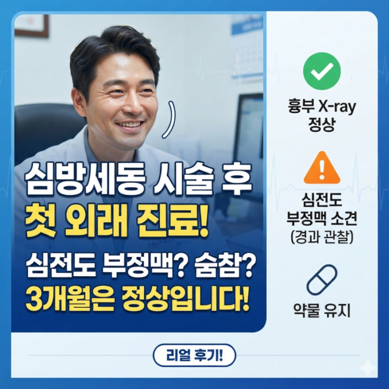 [심방세동] 펄스장절제술 후 첫 외래진료 후기 | 심전도 부정맥 소견과 숨찬 증상, 괜찮을까?