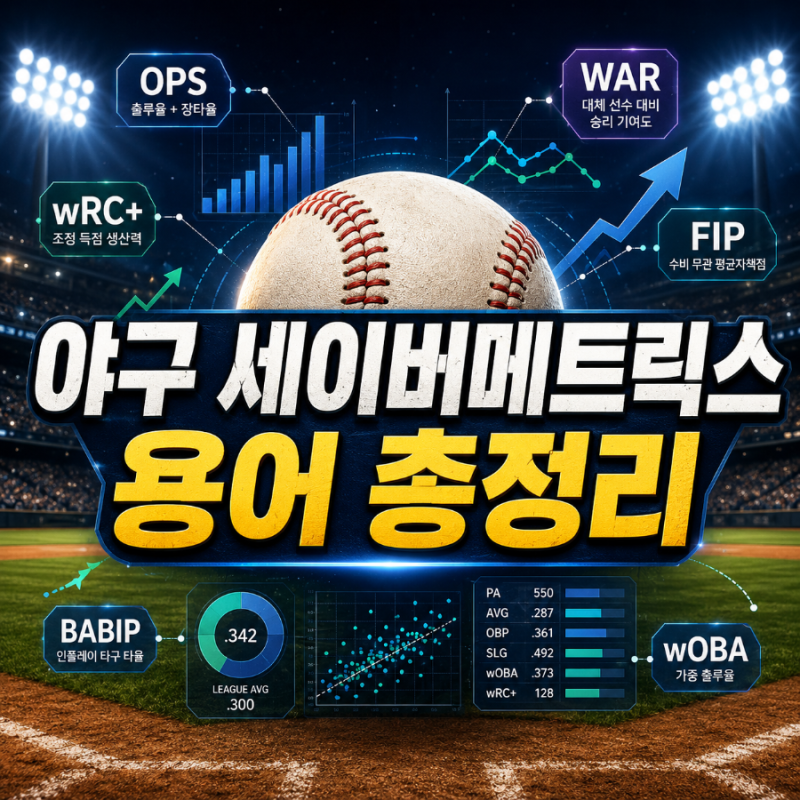 야구 세이버메트릭스 용어 총정리, OPS WAR wRC+ 쉽게 이해하기
