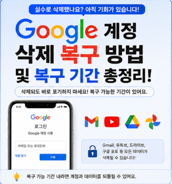 구글 계정 삭제 복구 방법 및 복구 기간 정리!