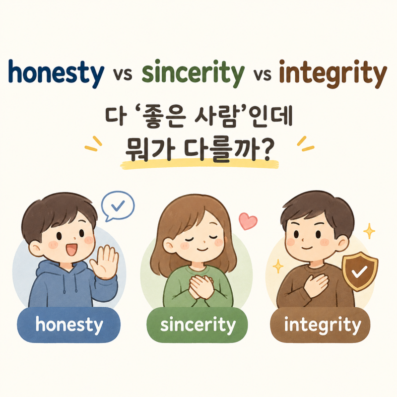 honesty vs sincerity vs integrity 차이 비교, 다 '좋은 사람'인데 뭐가 다를까?