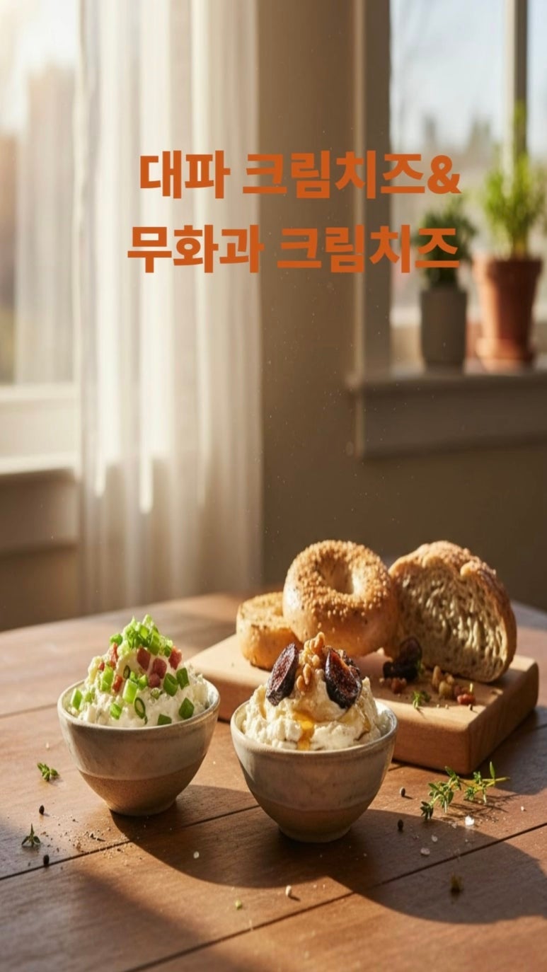 집에서 즐기는 런던 베이글 무드 대파크림치즈와 무화과 크림치즈 레시피