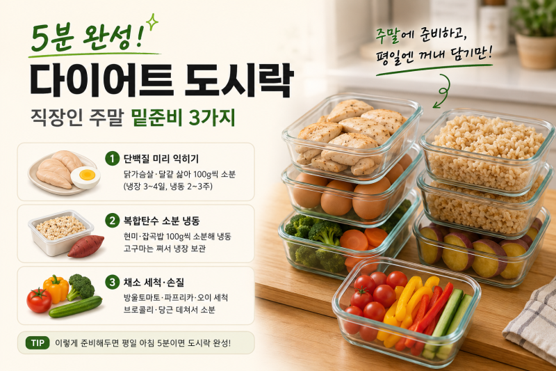 5분 만에 다이어트 도시락, 어떻게 싸요? | 직장인 주말 밑준비 3가지