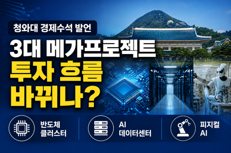 <b>청와대</b> 경제수석 메가프로젝트, <b>반도체</b>·AI 데이터센터 투자... 