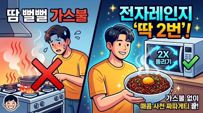 [윤남노 사천 짜파게티 전자레인지 레시피] 가스불 없이 2번 돌려 완성하는 방법?