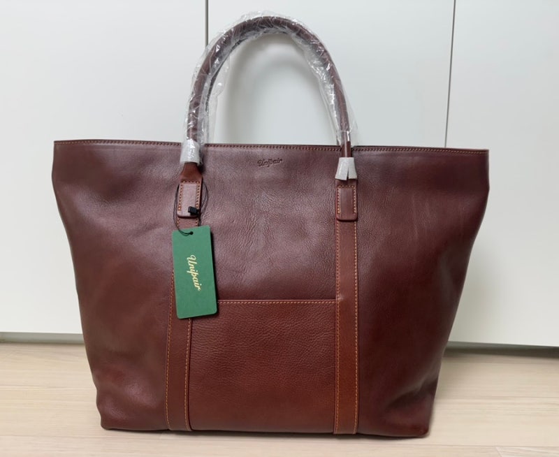 유니페어 에센셜 레더 토트백 (탄) (Unipair Essential Leather Tote Bag) (Tan)