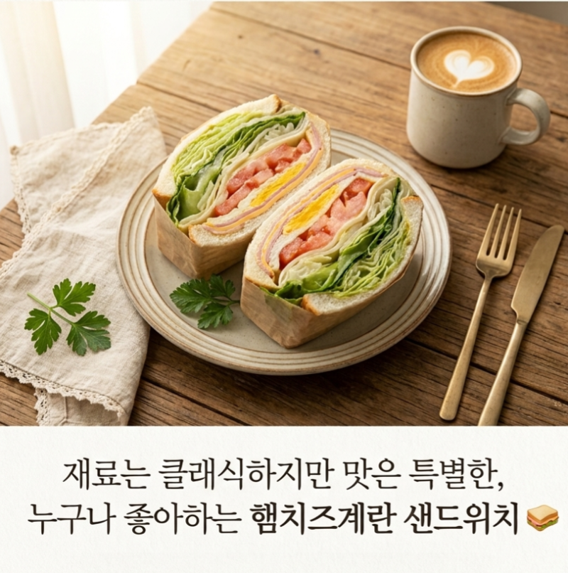 하루 400개 팔린 진짜 카페 레시피, 햄치즈계란 샌드위치 만들기 브런치 아침메뉴 추천
