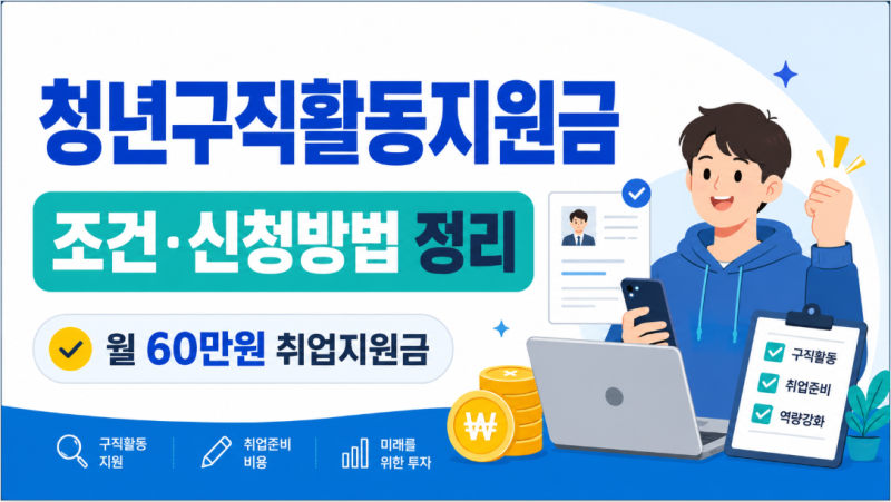 청년구직활동지원금 조건 및 신청방법｜월 60만원 취업지원금 정리