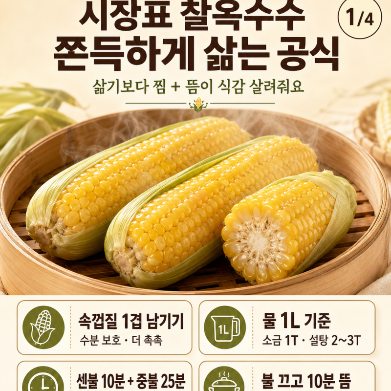 찰옥수수 삶는법 시간, 알 안 퍼지는 45분 공식 (+냉동보관)