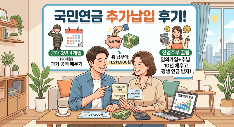국민연금 추가납입 후기: 군대 2년 4개월 메우고 1,100만 원 낸 이유 (전업주부 꿀팁)