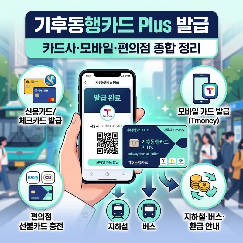 기후동행카드 플러스 카드발급 방법, 카드사·모바일·편의점 신청 총정리