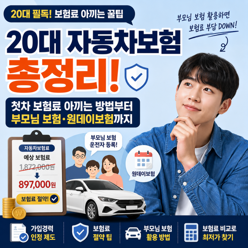 20대 자동차보험 첫차 보험료 아끼는 법: 부모님 보험 활용과 필수 특약 할인