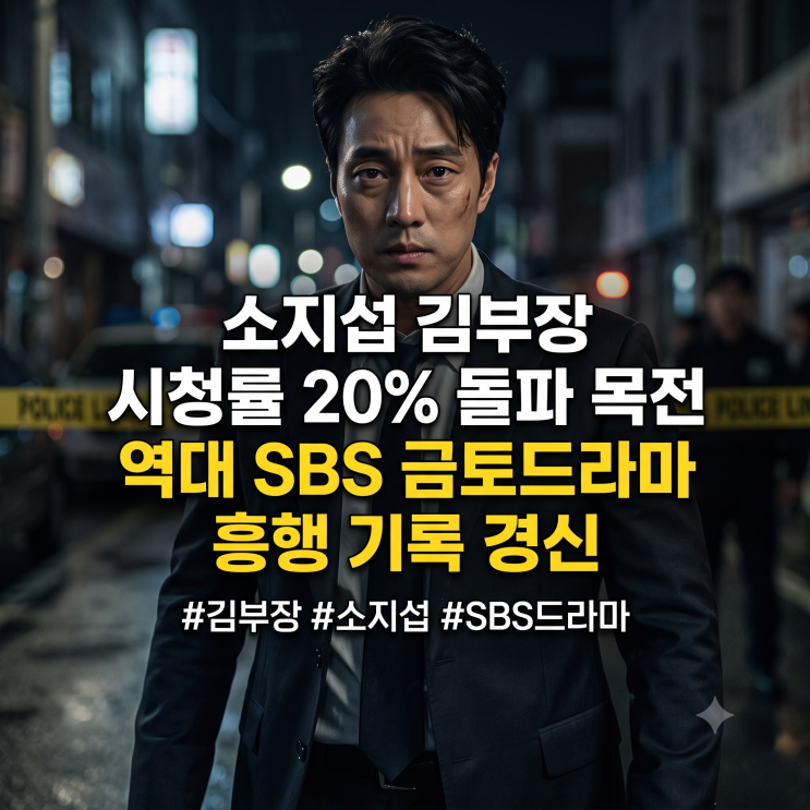 소지섭 <b>김부장 시청률</b> 20% 돌파 목전 역대 SBS 금토드라마... 