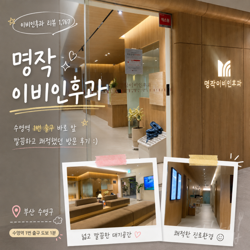 부산 수영역 명작이비인후과 귀웅웅거림 이명검사 돌발성난청 재발 우려 수면다원검사 진료....