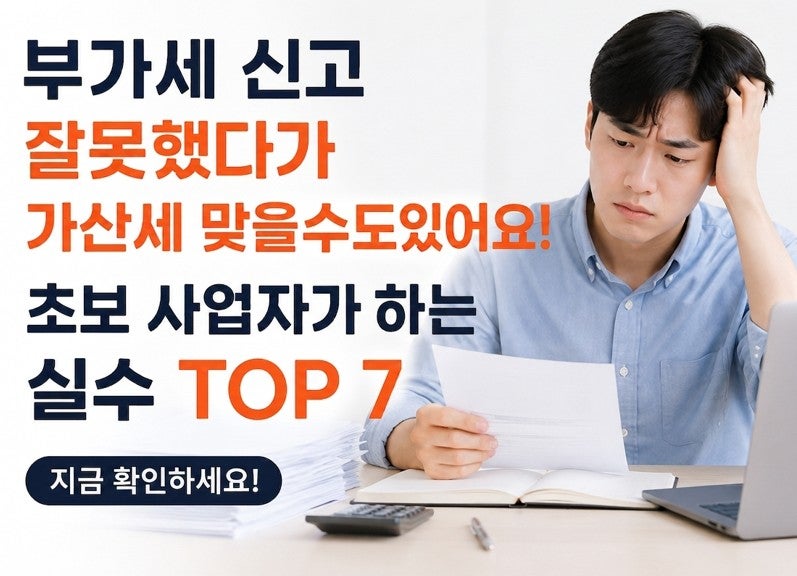 부가세 신고 잘못하면 가산세 맞을수도 있어요! 초보 사업자가 많이 하는 실수 TOP 7 정리!