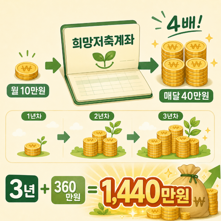 "10만원 적금, 40만원 쌓이는" 희망저축계좌 2차 신청기간 조건