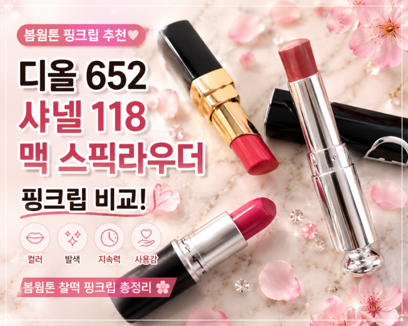 봄웜톤 핑크립 추천 | 디올652 샤넬118 맥 스픽라우더